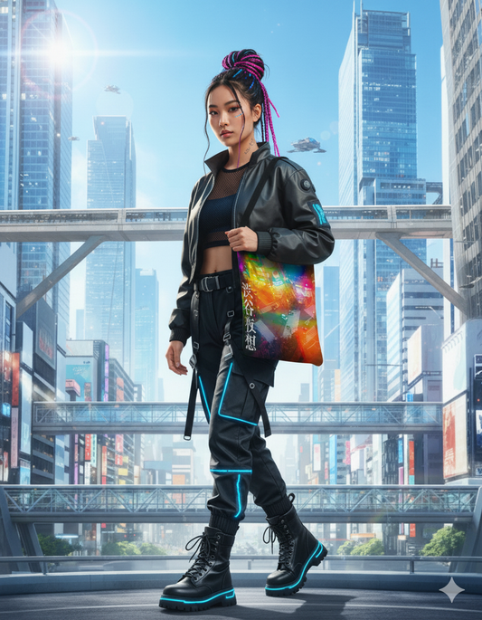 Tote de arte nocturno Shibuya — 渋谷夜想 | Nombre Kanji personalizado disponible | WA-VISUALZ