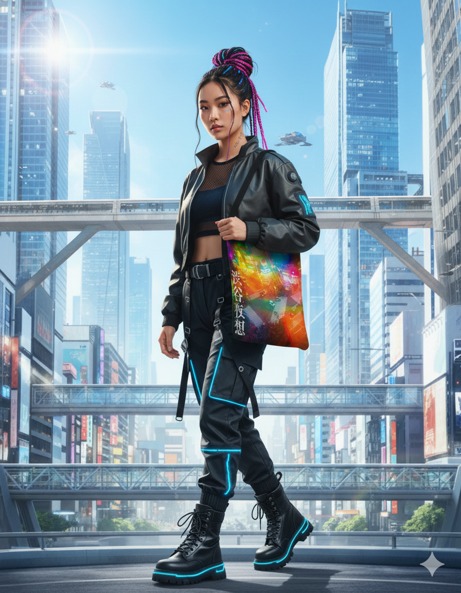 Shibuya Nocturn Art Tote — 渋谷夜想 | Personalized Kanji Name Available | WA-VISUALZ